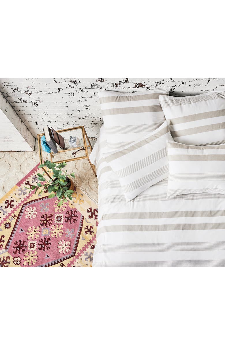carol & frank Noland Stripe Dune Queen Duvet Cover, Alternate, color, Brown