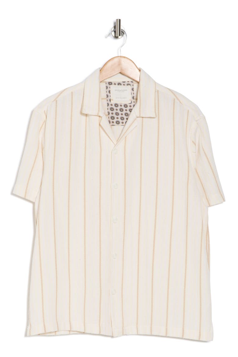Stripe Textured Short Sleeve Button-Up Shirt, Alternate, color, CREAM/ KHAKI