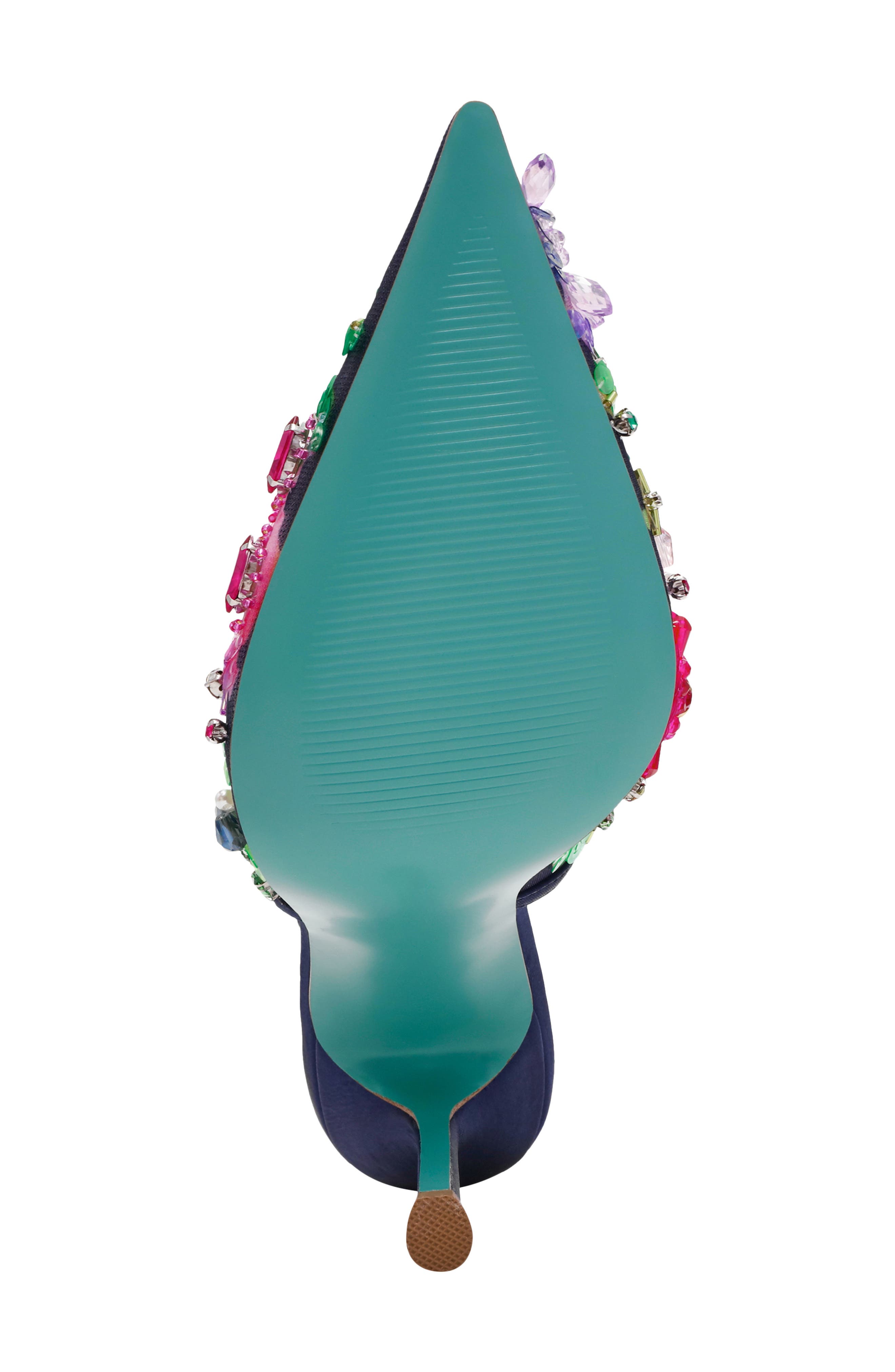 Betsey Johnson Eddie Pointed Toe Slingback Pump, Alternate, color, Navy Multi