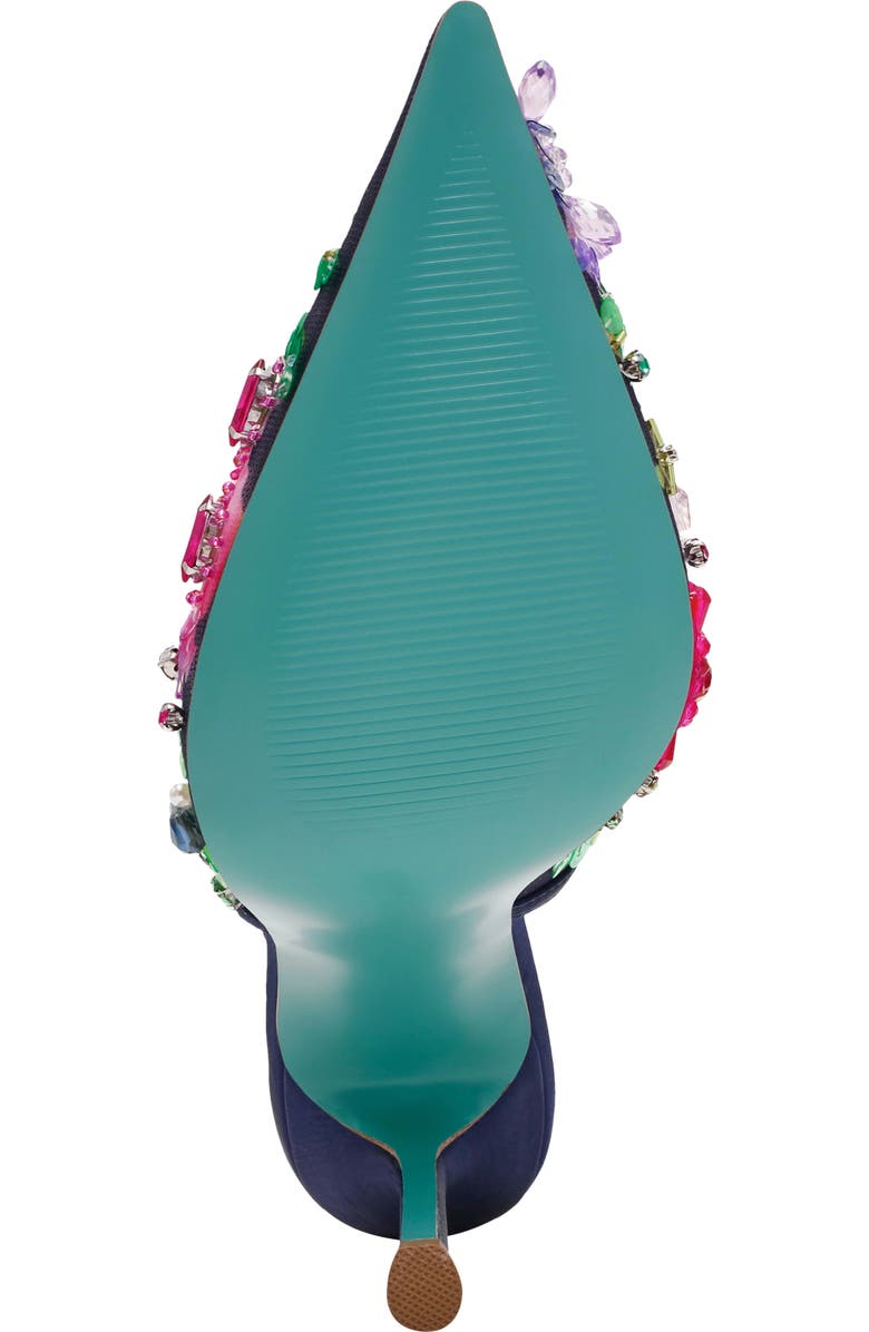 Betsey Johnson Eddie Pointed Toe Slingback Pump, Alternate, color, Navy Multi