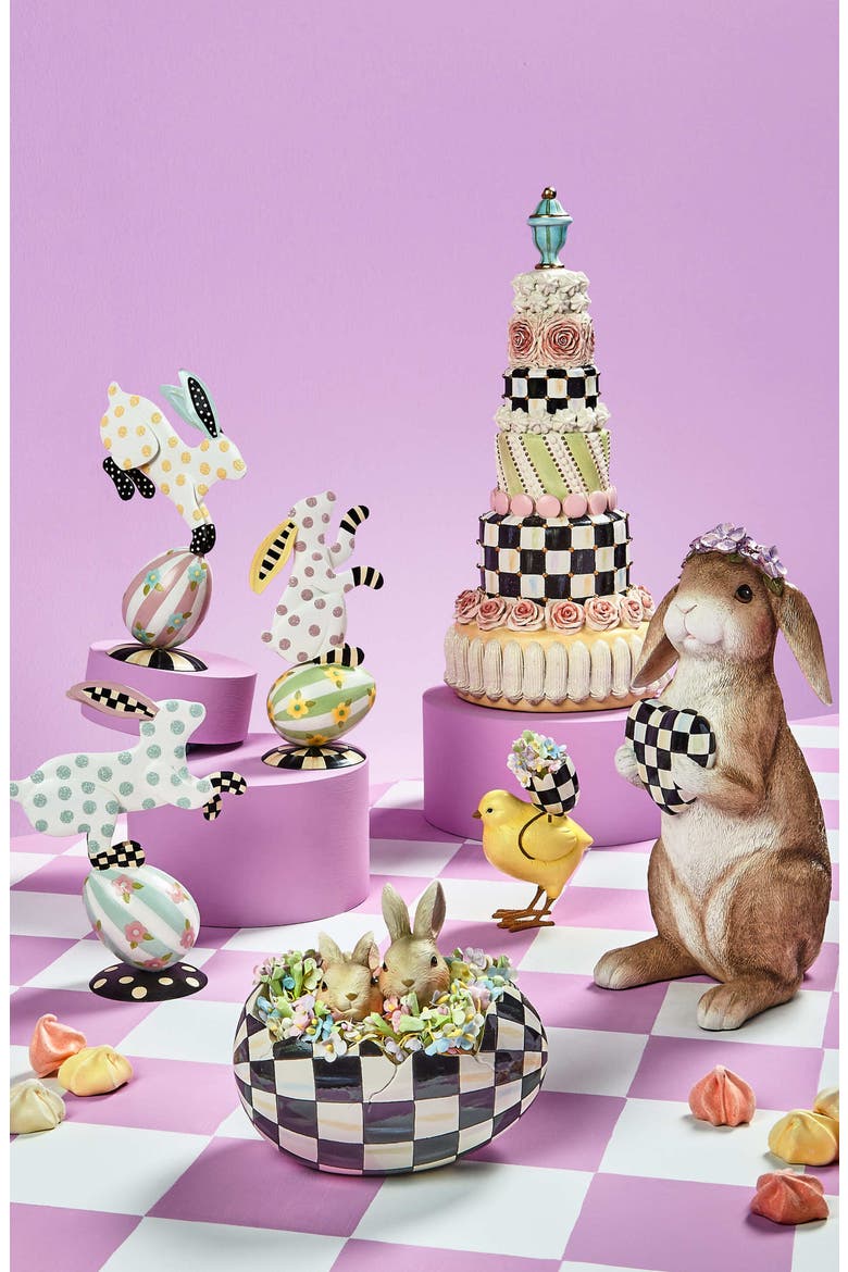 Courtly Check Peekaboo Bunny Egg Figurine, Alternate, color, BLACK