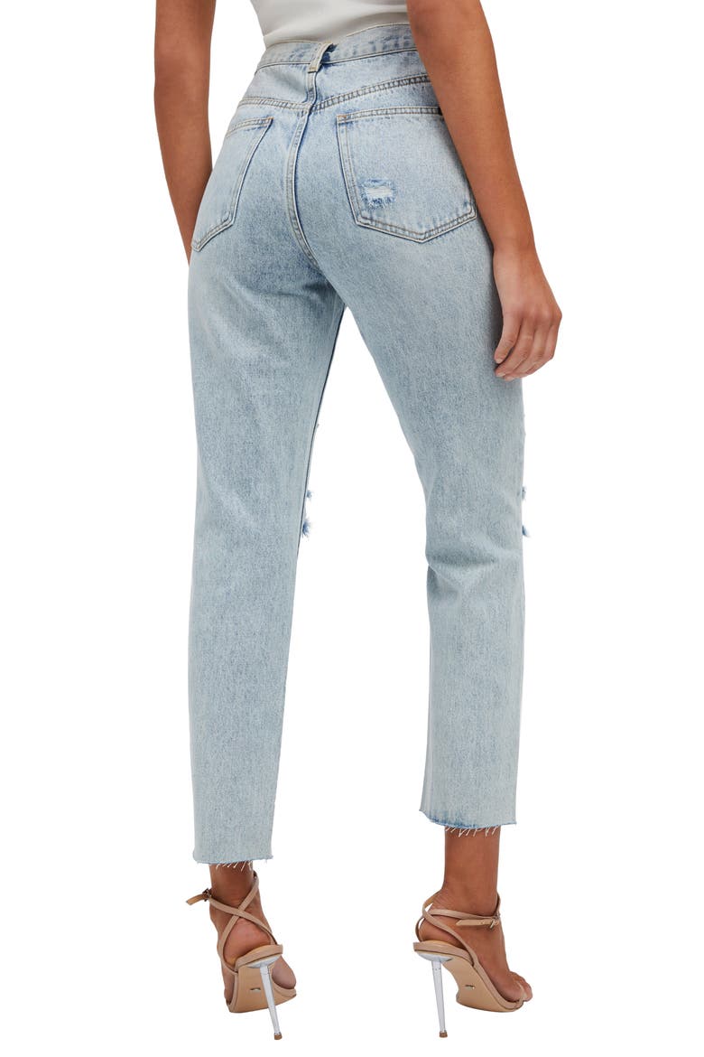 Cara Ripped High Waist Straight Leg Jeans, Alternate, color, INDIGO