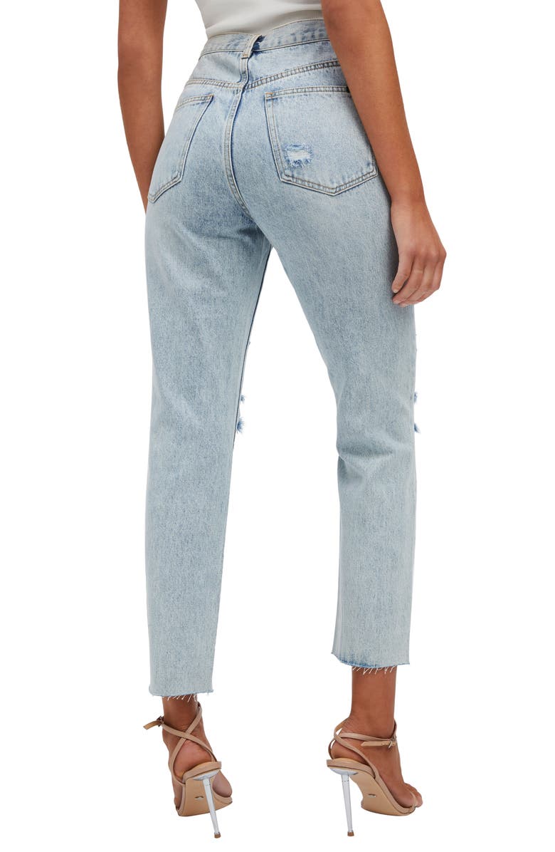 Bardot Cara Ripped High Waist Straight Leg Jeans, Alternate, color, 