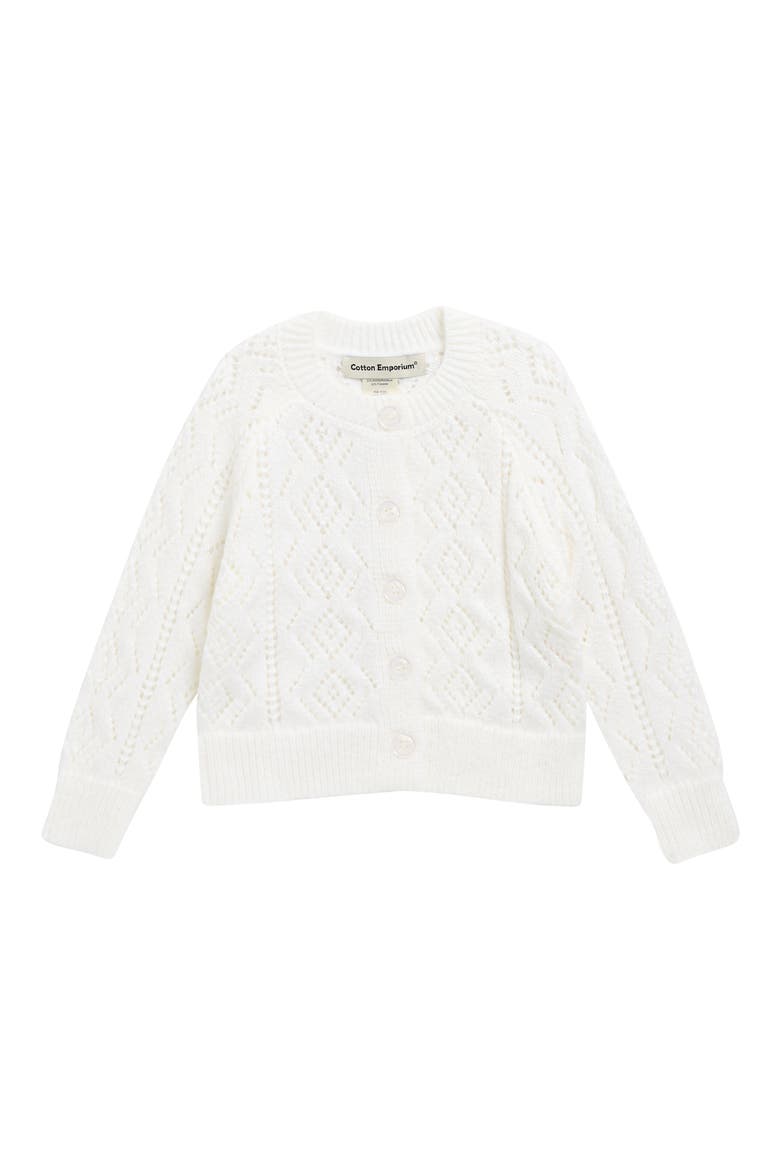 Kids' Pointelle Cardigan, Main, color, WHITE