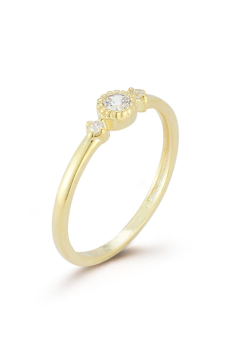 GLAZE JEWELRY 14K Gold Plated Silver 3-Stone Ring, Main, color, 