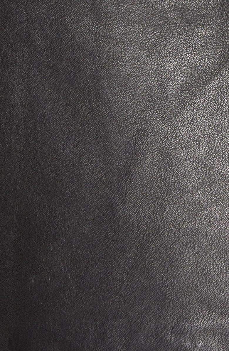 Topman Black Leather Biker Jacket, Alternate, color, 