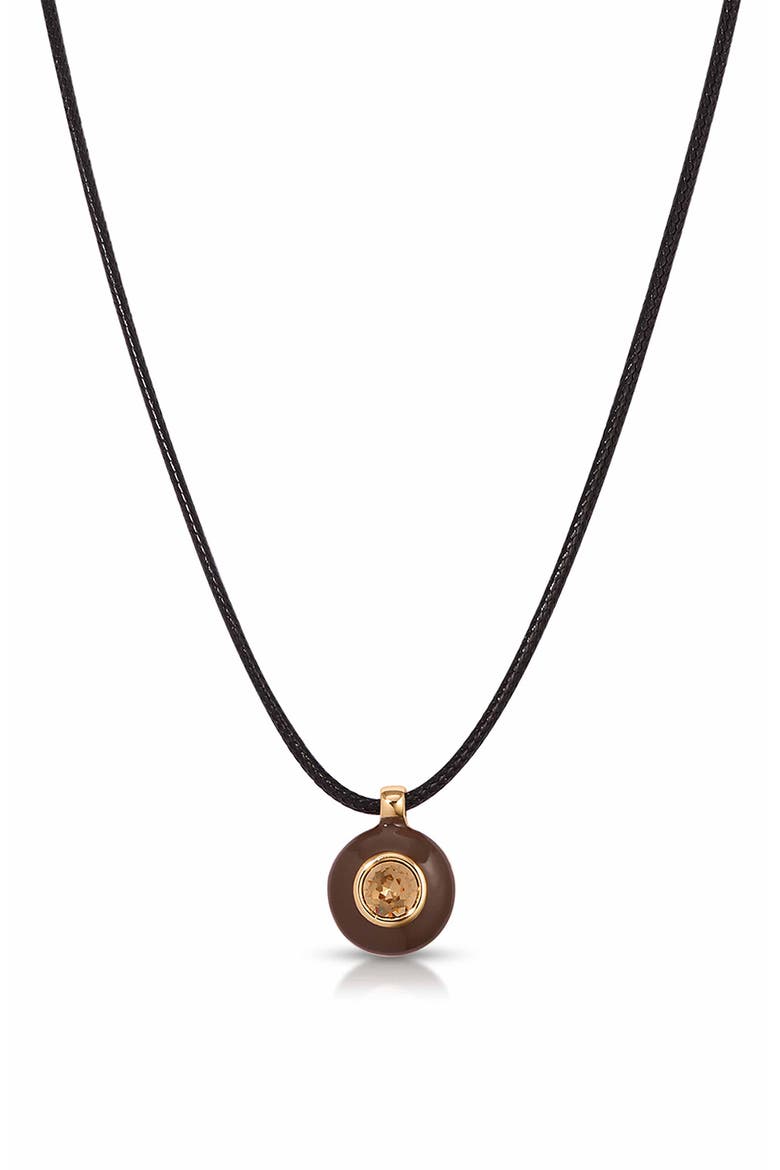 Circle Stone Cord Pendant Necklace, Alternate, color, SMOKEY QUARTZ