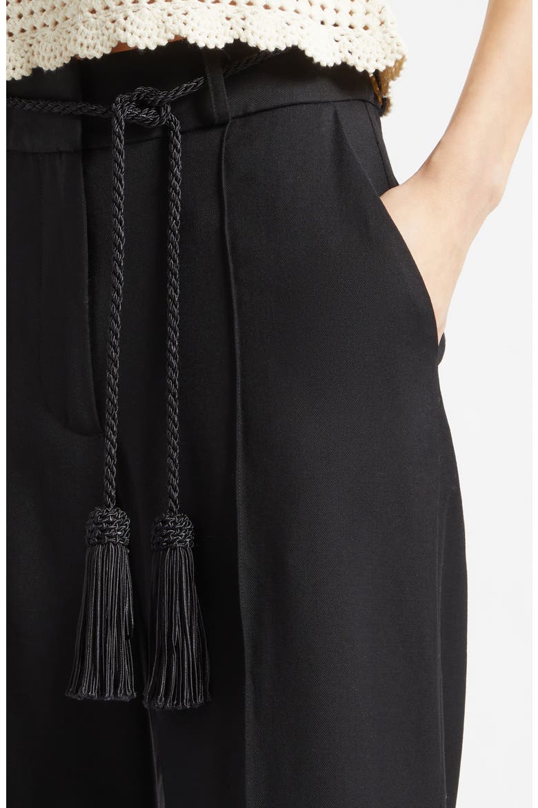 Elspeth Pleat Front Wool Pants, Alternate, color, BLACK