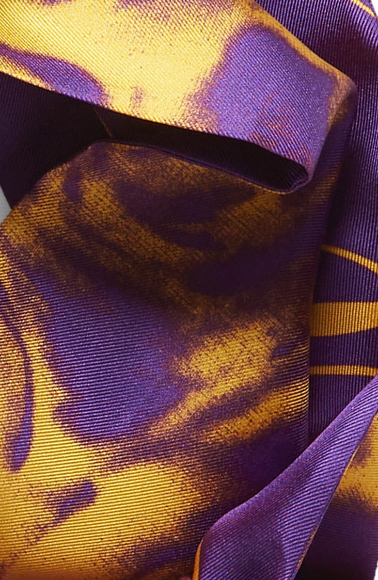 Burberry Rose Print Silk Twilly Scarf, Alternate, color, Royal