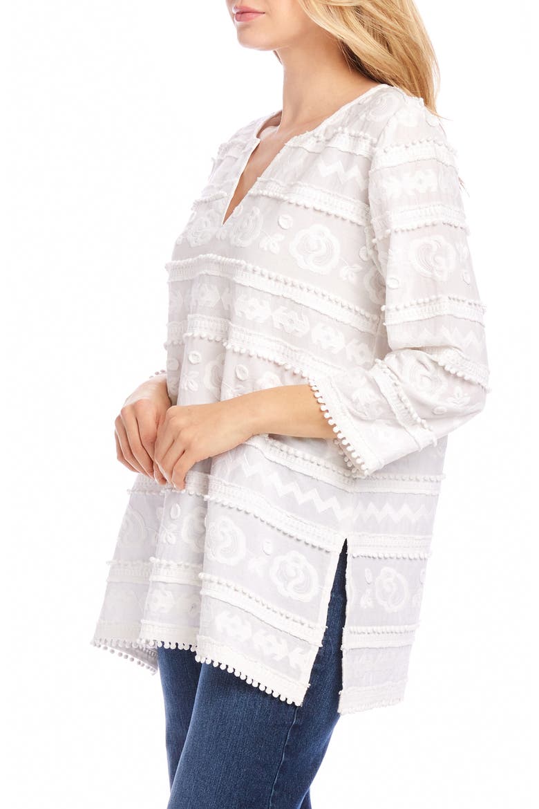 Embroidered Tunic Top, Alternate, color, OFF WHITE