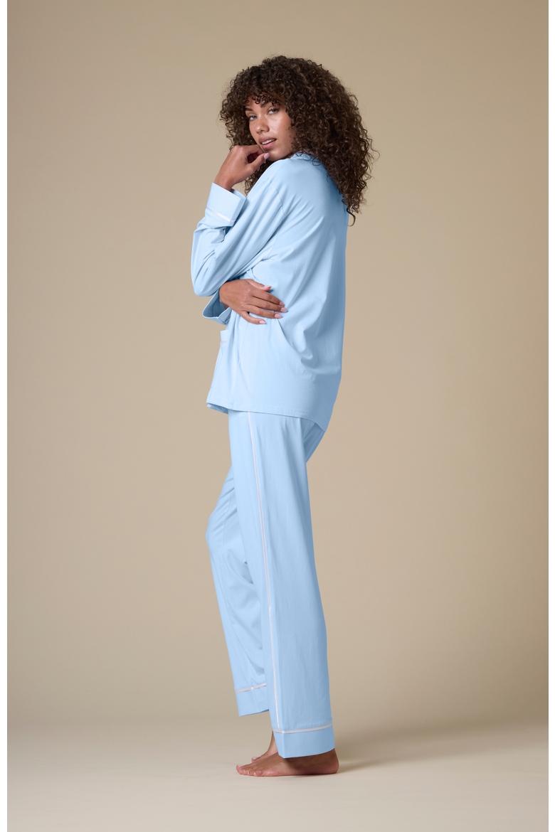 Luxe Stretch Cotton Pajama Set, Alternate, color, Mist Blue