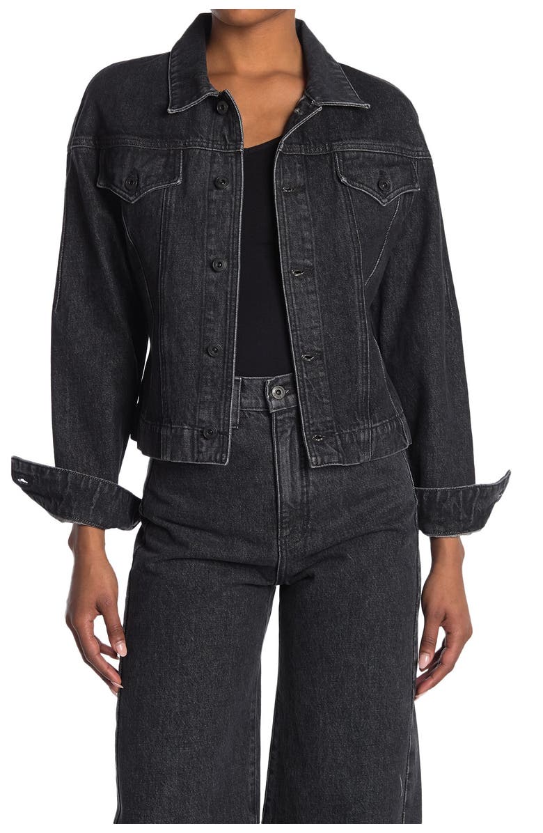 Proenza Schouler Washed Nipped Waist Denim Trucker Jacket, Main, color, 