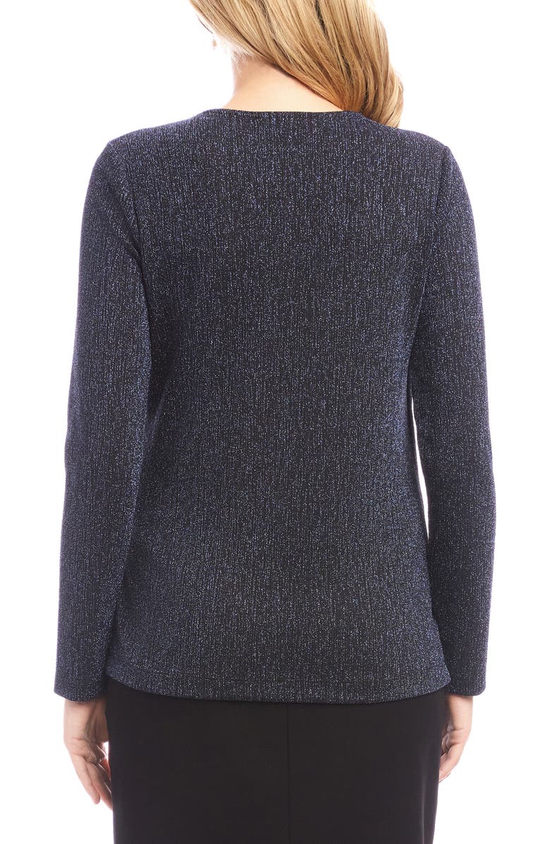 Karen Kane Metallic Knit Side Drape Long Sleeve Top, Alternate, color, Navy