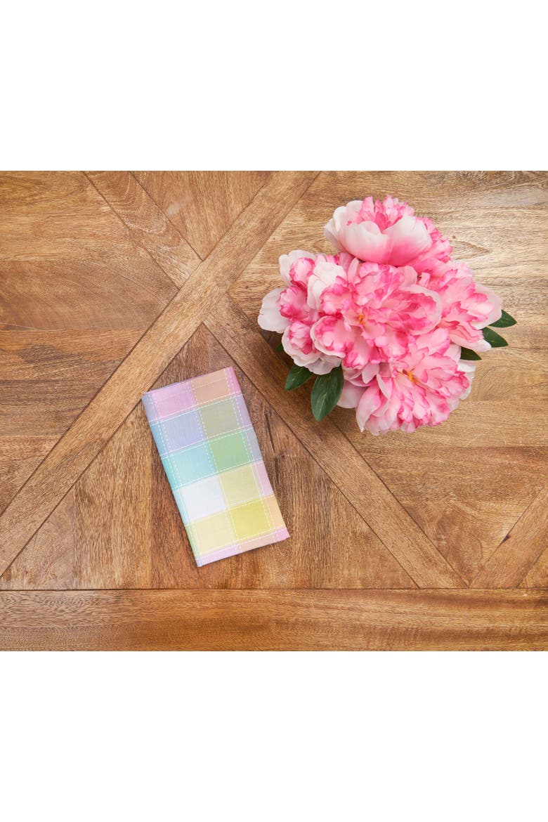 Hana Color Block Plaid Napkin Set of 6, Alternate, color, Pink