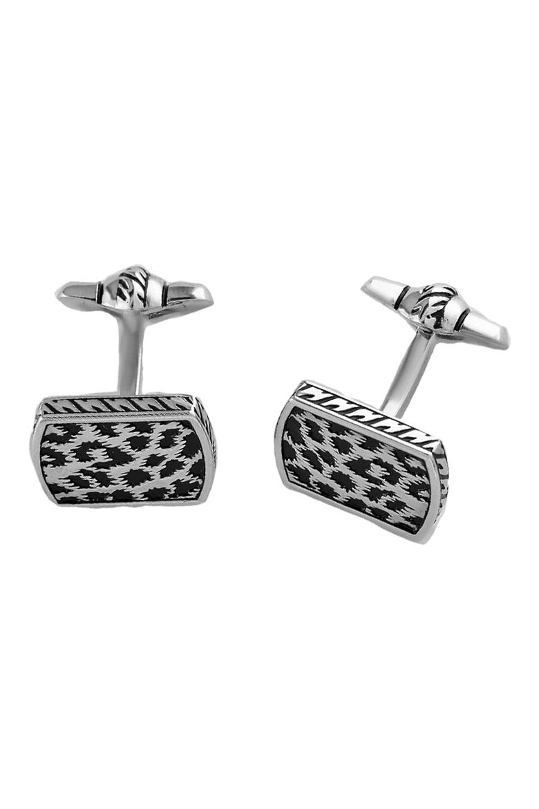 Sterling Silver Cuff Links, Main, color, SILVER/ BLACK