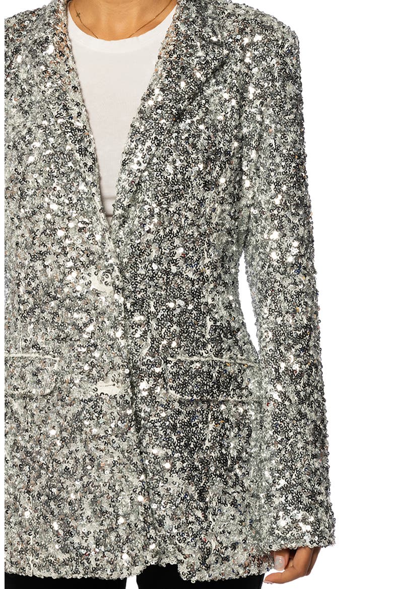 Isa Sequin Notch Lapel Blazer, Alternate, color, SILVER