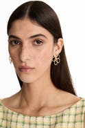 Oscar de la Renta Crystal Pavé Flower Chain Earrings