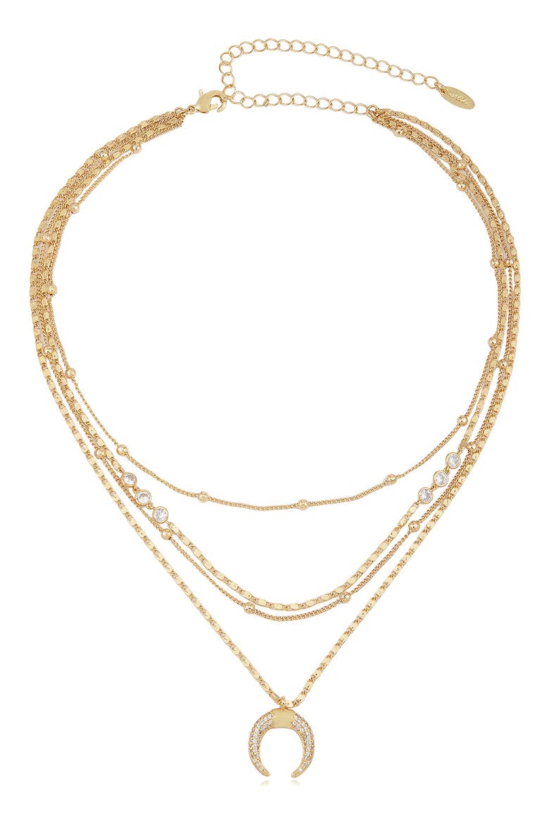Crescent Horn Multistrand Pendant Necklace, Main, color, GOLD
