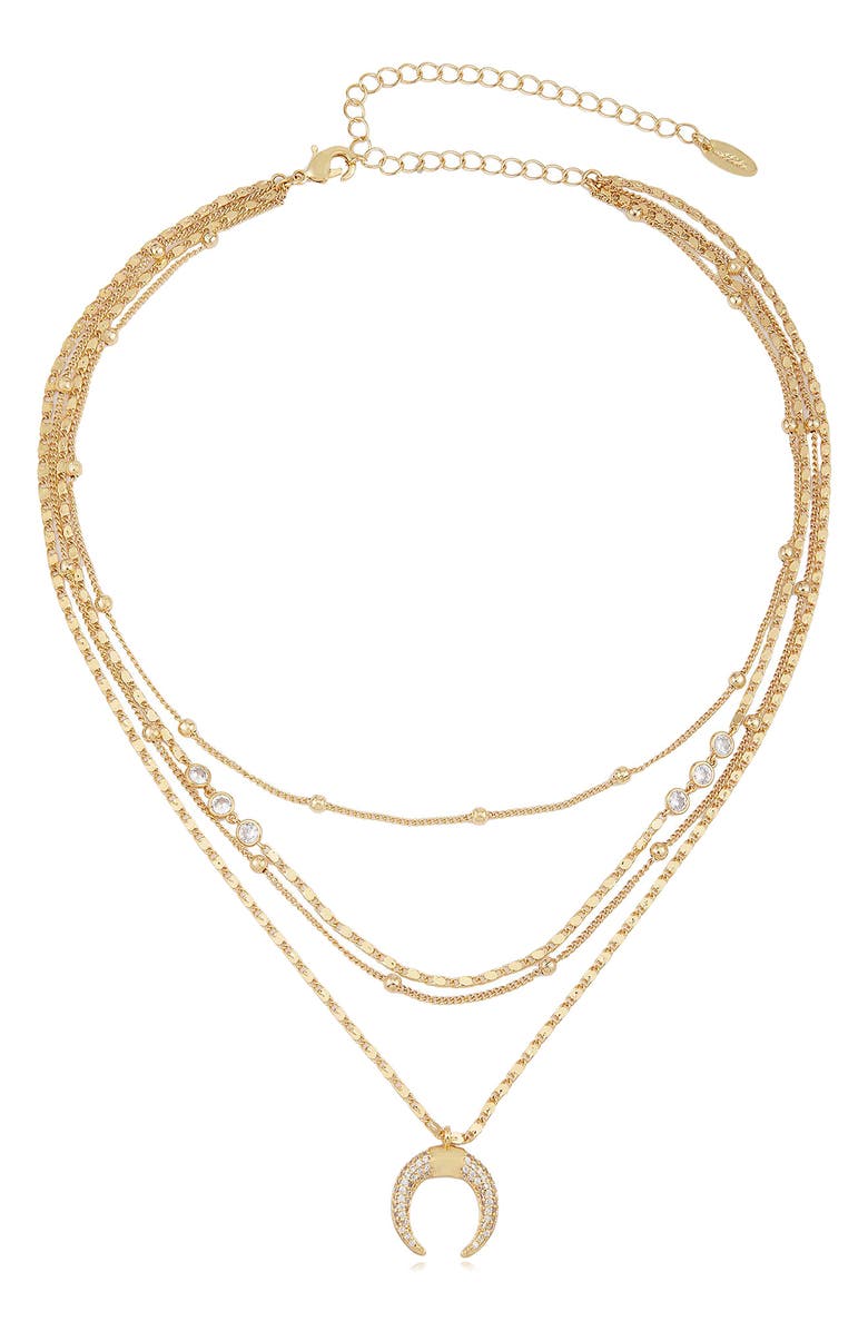 Ettika Crescent Horn Multistrand Pendant Necklace, Main, color, Gold