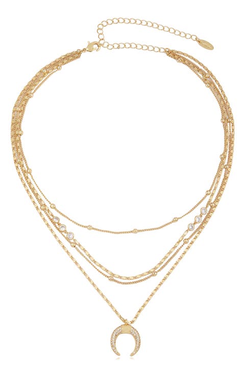 Crescent Horn Multistrand Pendant Necklace