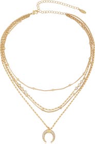 Ettika Crescent Horn Multistrand Pendant Necklace