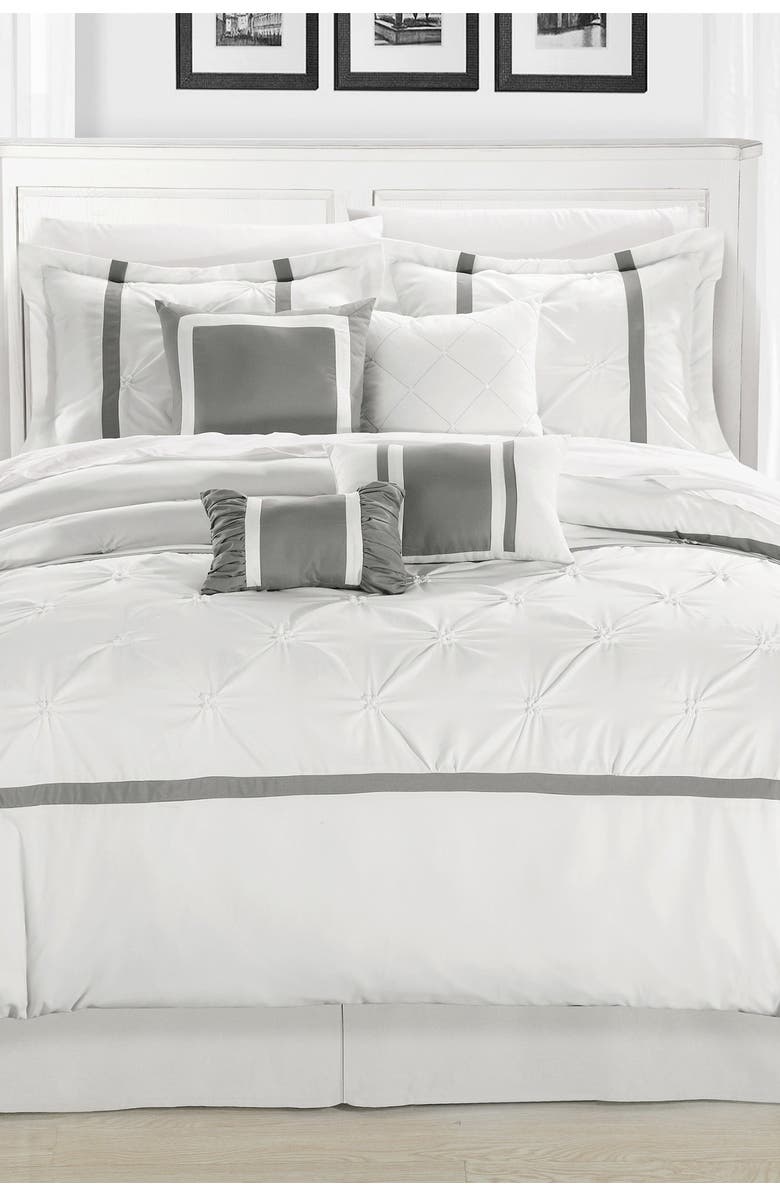 CHIC King Valde King Comforter 8-Piece Set - White, Main, color,