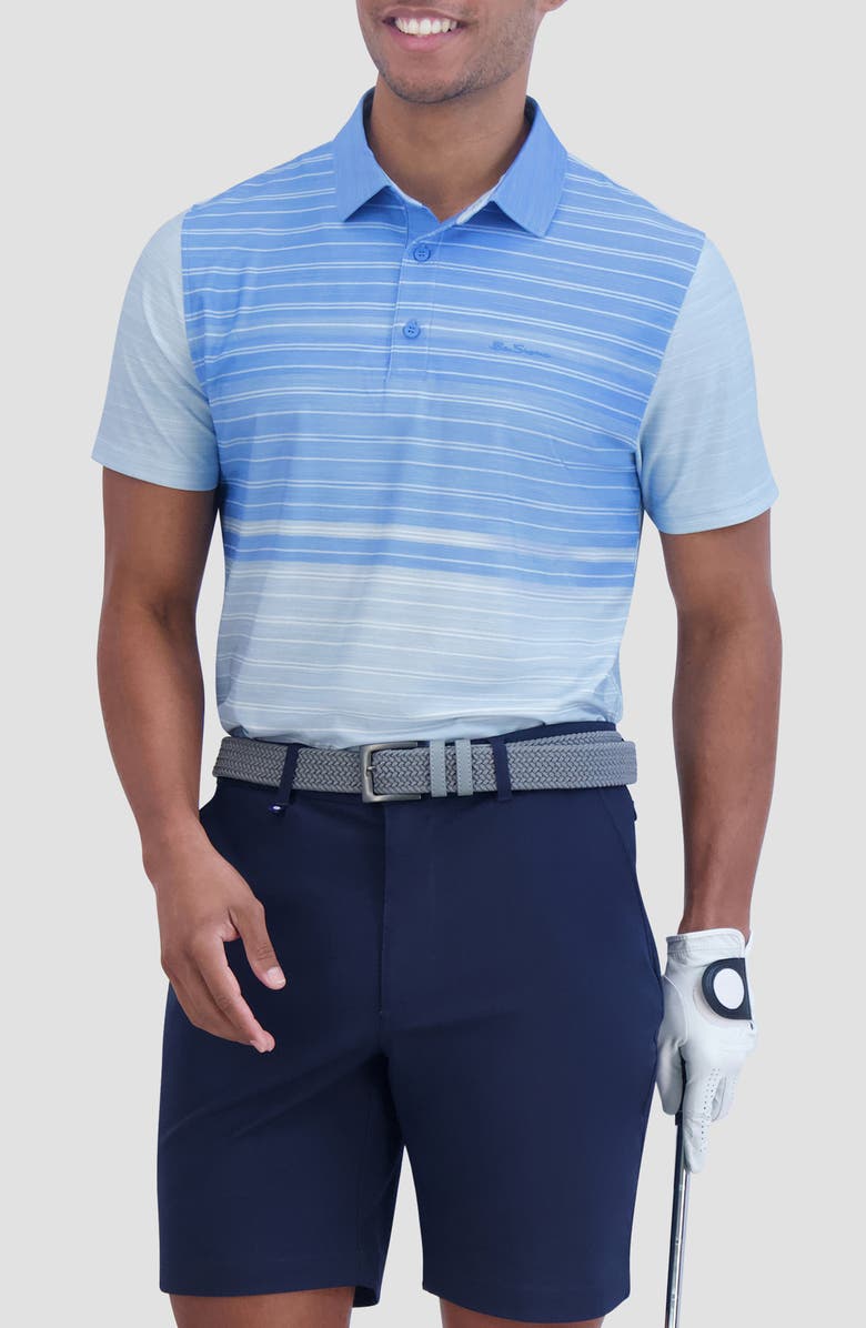 Ben Sherman Ombré Mélange Stripe Print Stretch Tech Polo, Main, color,