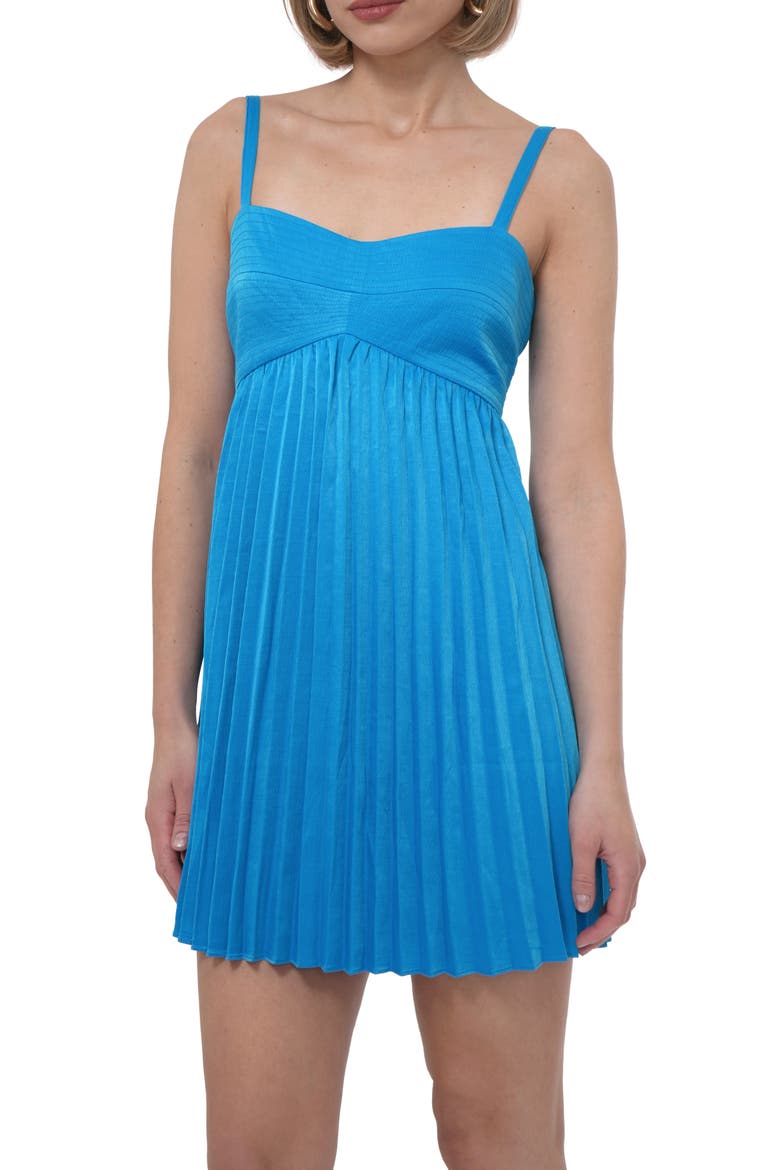 Reily Pleated Minidress, Alternate, color, BLUE
