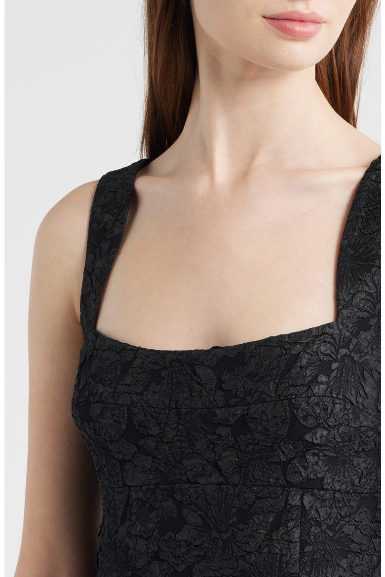 Floral Jacquard Gown, Alternate, color, BLACK