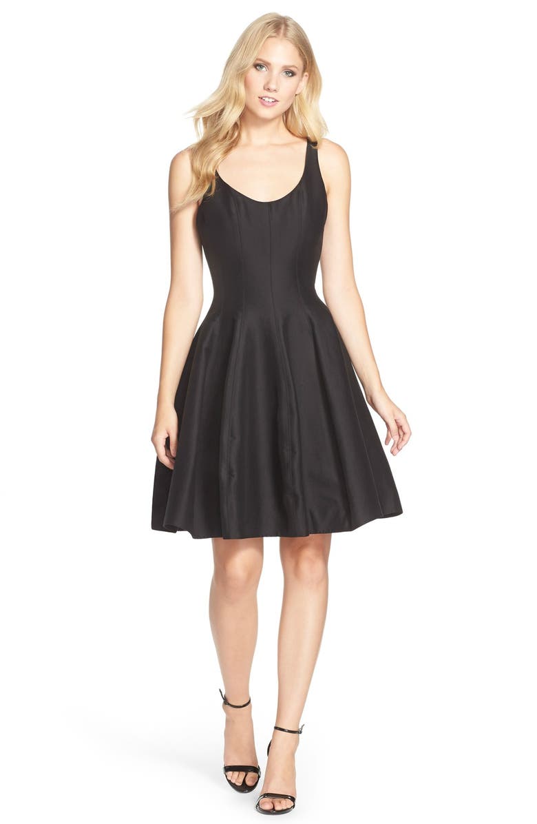 Halston Heritage Cotton Blend Faille Fit & Flare Dress, Alternate, color,