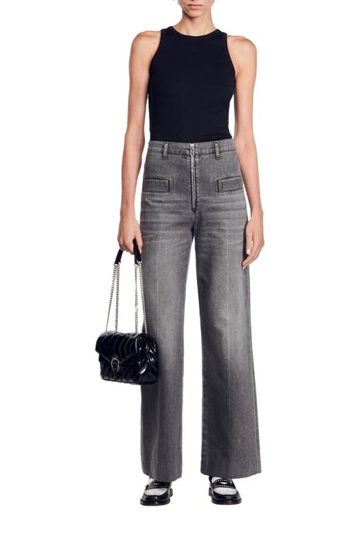 Sandro Basic Rib Cotton Tank In Black