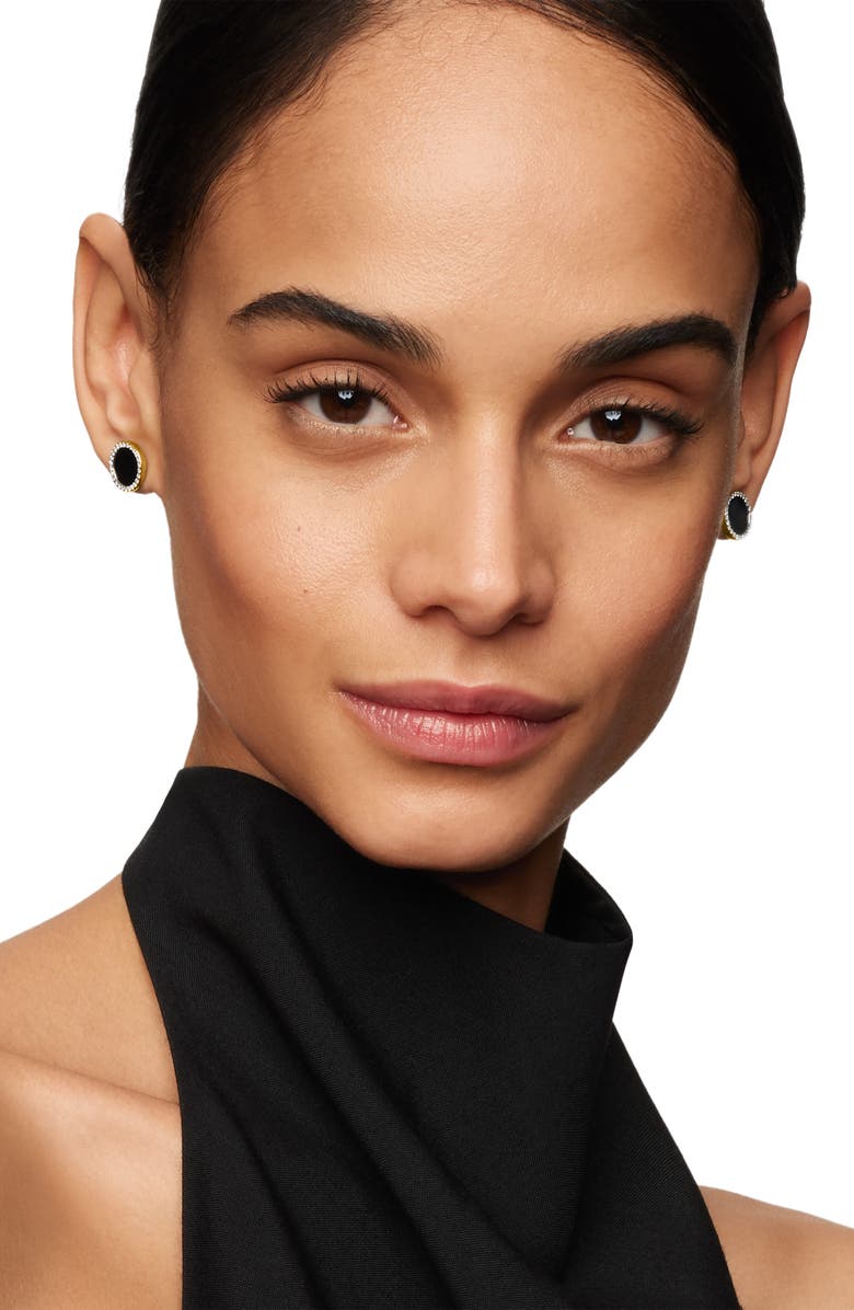 David Yurman Petite DY Elements<sup>®</sup> Stud Earrings in 18K Gold with Black Onyx & Pavé Diamonds, Alternate, color, 