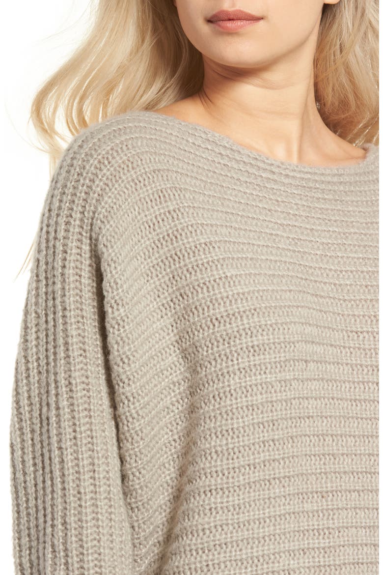 Open Back Boyfriend Sweater, Alternate, color, GREY