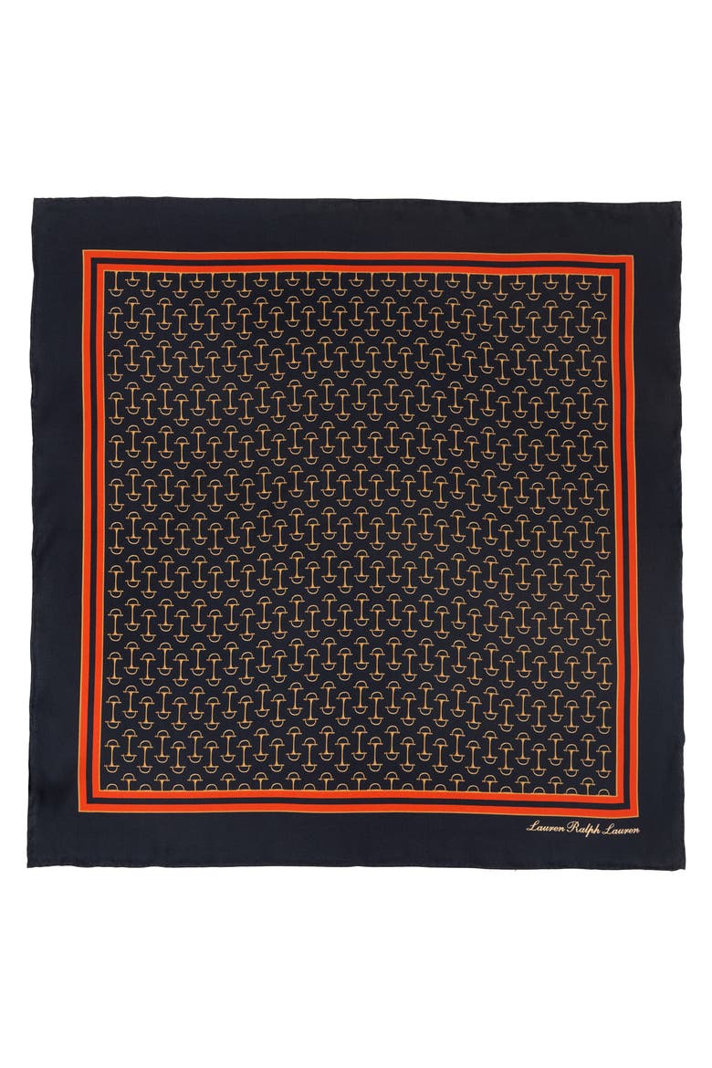 Equestrian Square Silk Scarf, Main, color, GINGER ORANGE