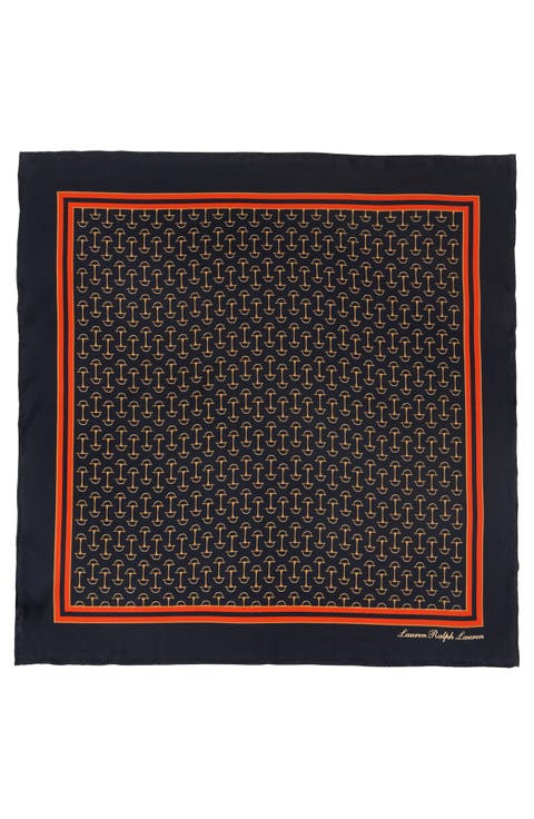 Horse Bit Print Square Silk Scarf