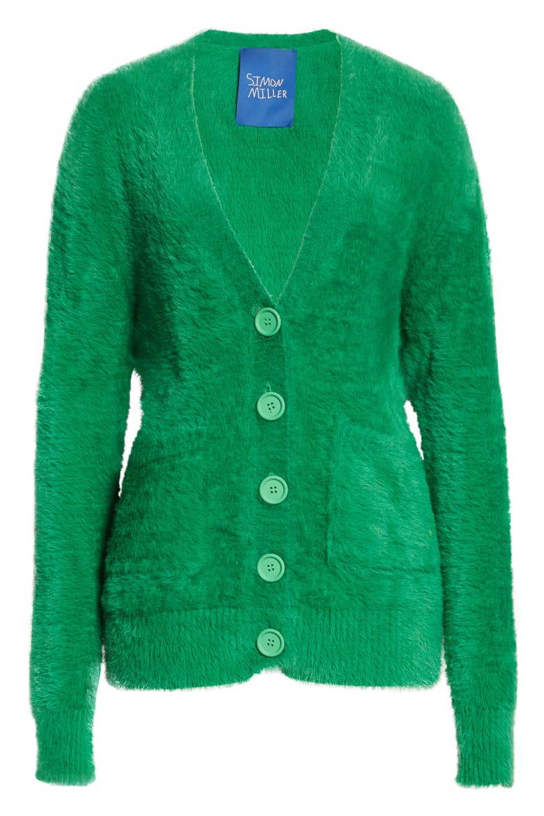Bix Fuzzy Cardigan, Alternate, color, KELLY GREEN