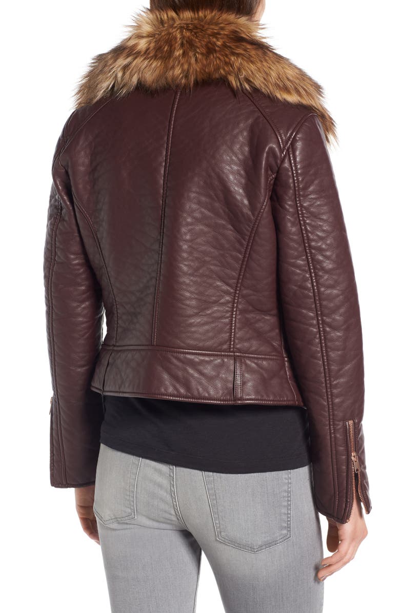Marc New York Andrew Marc Beverly Faux Leather Jacket with Faux Fur Trim, Alternate, color, 