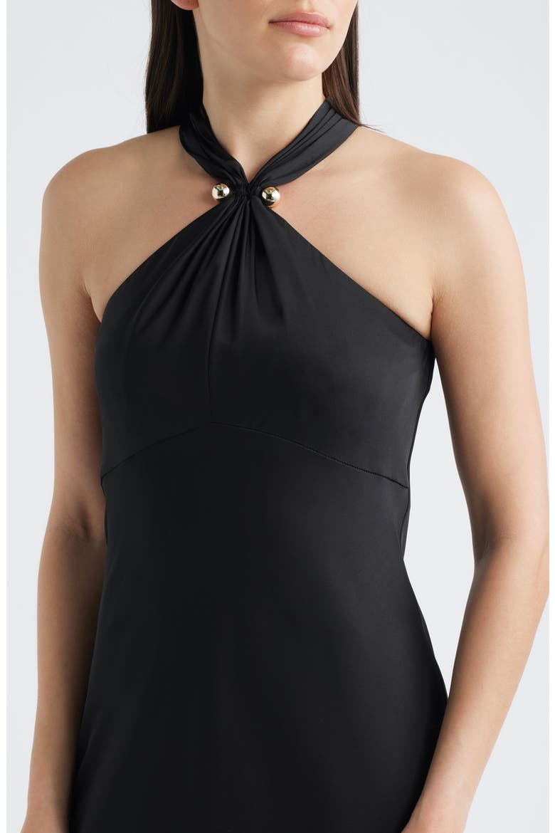 Satin Halter Gown, Alternate, color, BLACK