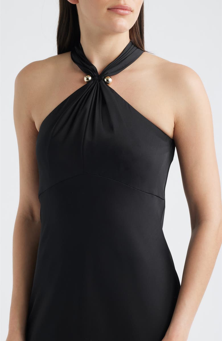 Vince Camuto Satin Halter Gown, Alternate, color, Black