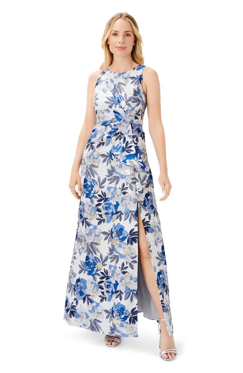 Adrianna Papell Floral Jacquard Ballgown, Alternate, color,