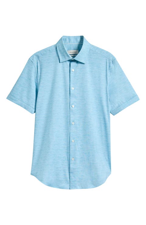 Miles OoohCotton® Space Dye Short Sleeve Button-Up Shirt