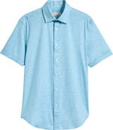 Bugatchi Miles OoohCotton® Space Dye Short Sleeve Button-Up Shirt