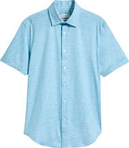 Bugatchi Miles OoohCotton® Space Dye Short Sleeve Button-Up Shirt