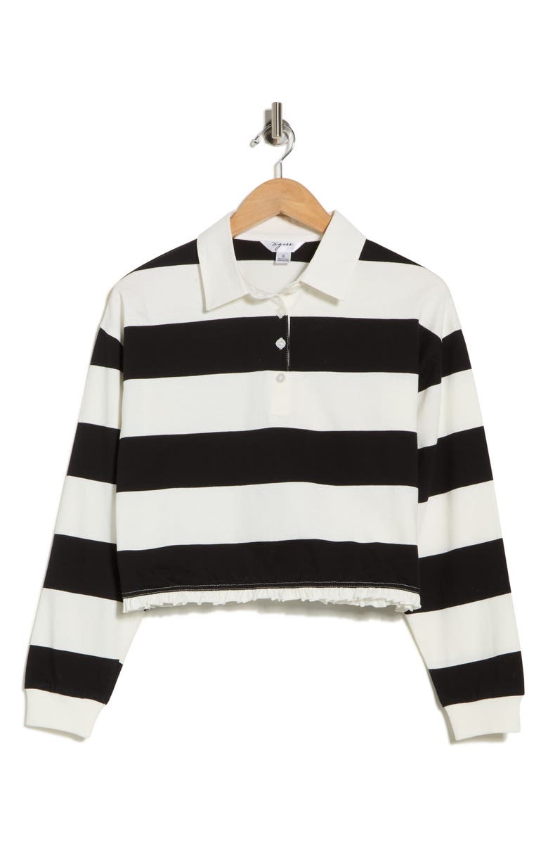 Vigoss Stripe Long Sleeve Cotton Polo, Alternate, color, Black Combo