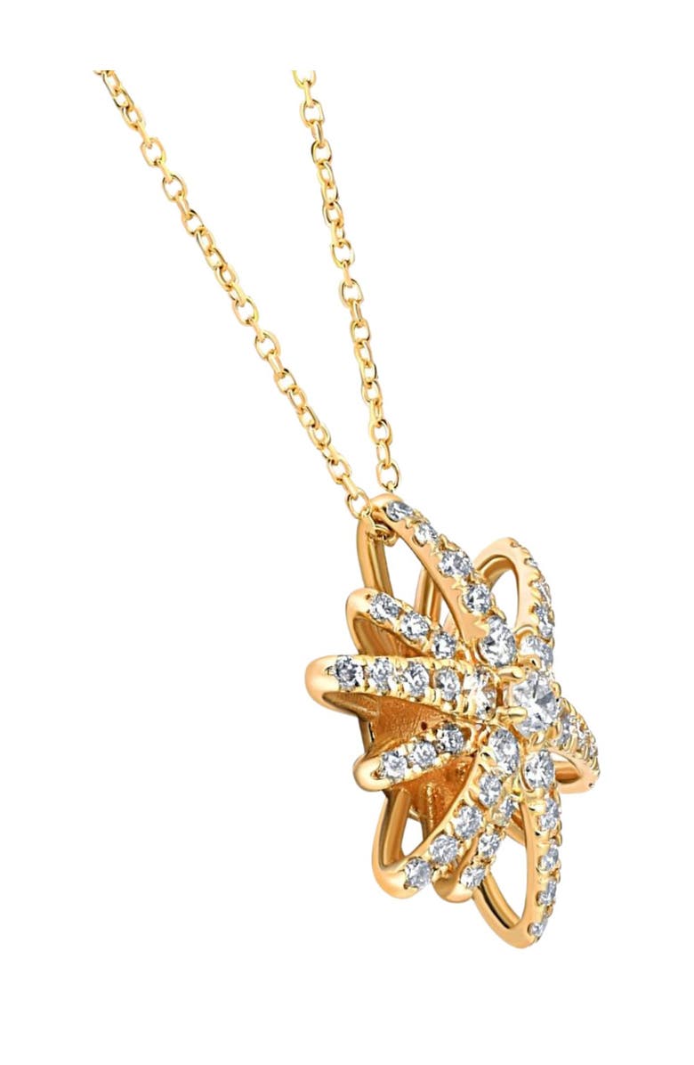Bliss Diamond 1Ct TW Round Cut Starburst Diamond Pendant 14k Gold Lab Grown Necklace, Alternate, color, 