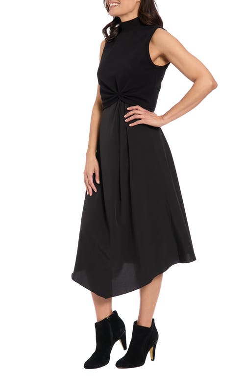 London Times Knit Popover A-line Dress In Black