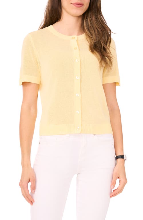 HALOGENR HALOGEN(R) SHORT SLEEVE BUTTON-UP SWEATER