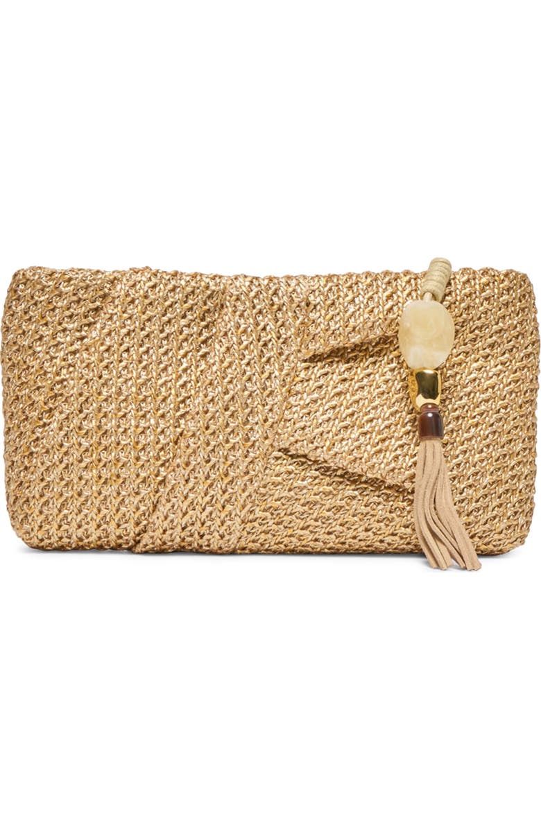 Dolce Vita Lorena Woven Raffia Clutch, Alternate, color, Gold