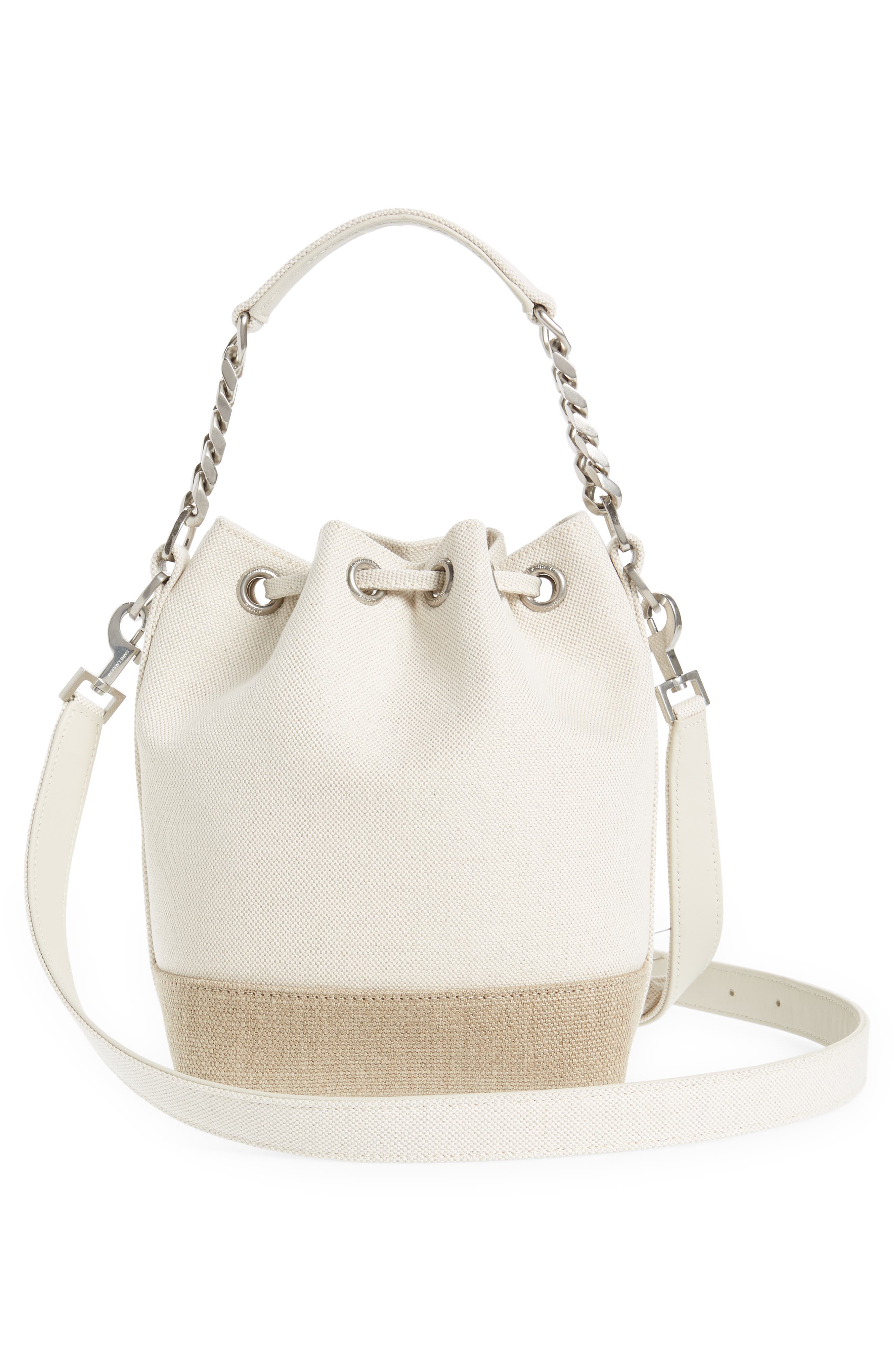 Mini Rive Gauche Canvas Bucket Bag, Alternate, color, GRIGIO MULTICOLOR