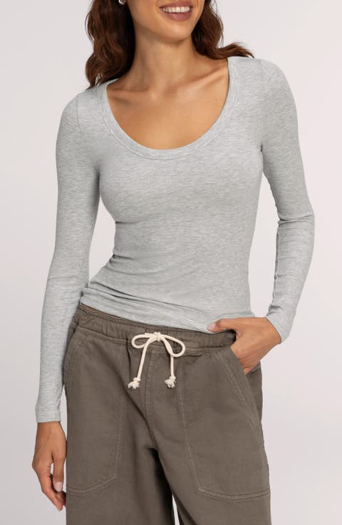 Slinky Scoop Neck Rib Top